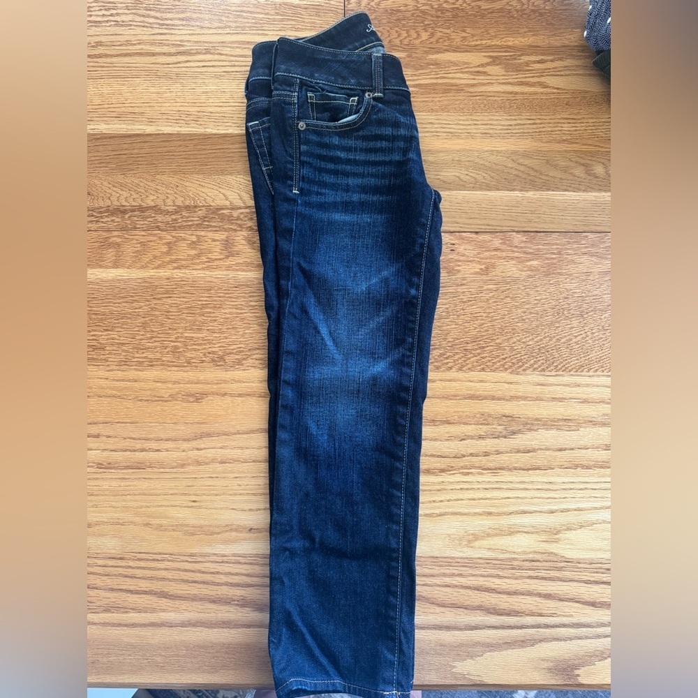 American Eagle Deep Indigo Stretch Artist Jeans Comfort Slight Distressing SZ 00 - Picture 7 of 9